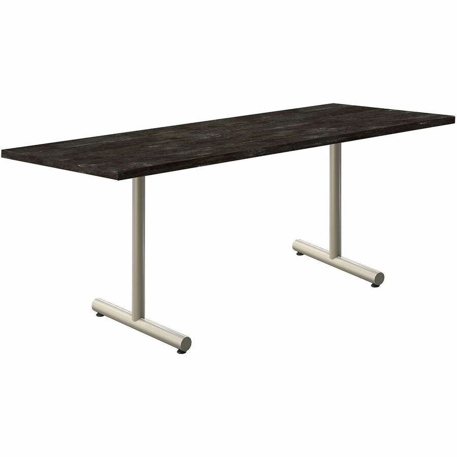 Acacia Collection Table Desk - Forged Steel Top - Silver T-shaped, Powder Coated Base - 24" Table Top Width x 72" Table Top Depth x 1.10" Table Top Thickness - 30" Height - Assembly Required - High Pressure Laminate (HPL) Top Material - Steel Base Mate...