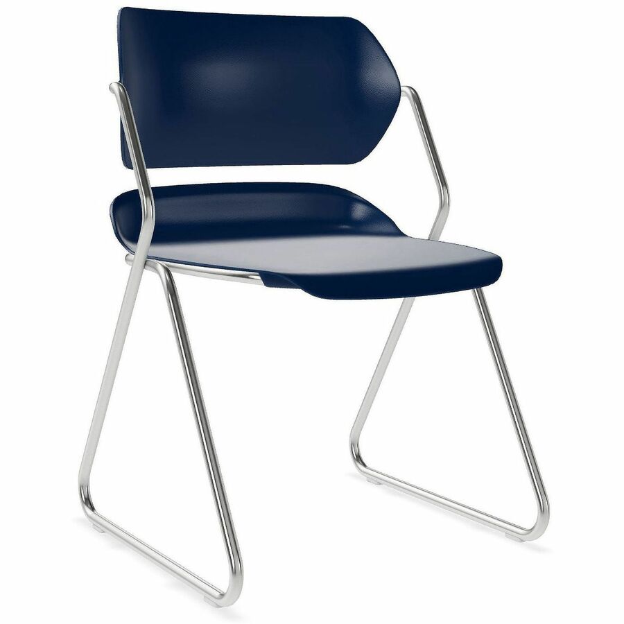 Acton Stacker Original Sled-Base Chairs - Navy Seat Color - Plastic Seat Material - Navy Back Color - Plastic Back Material - Chrome Frame Color - Tubular Steel Frame Material - Sled Base - Navy - 2 / Carton