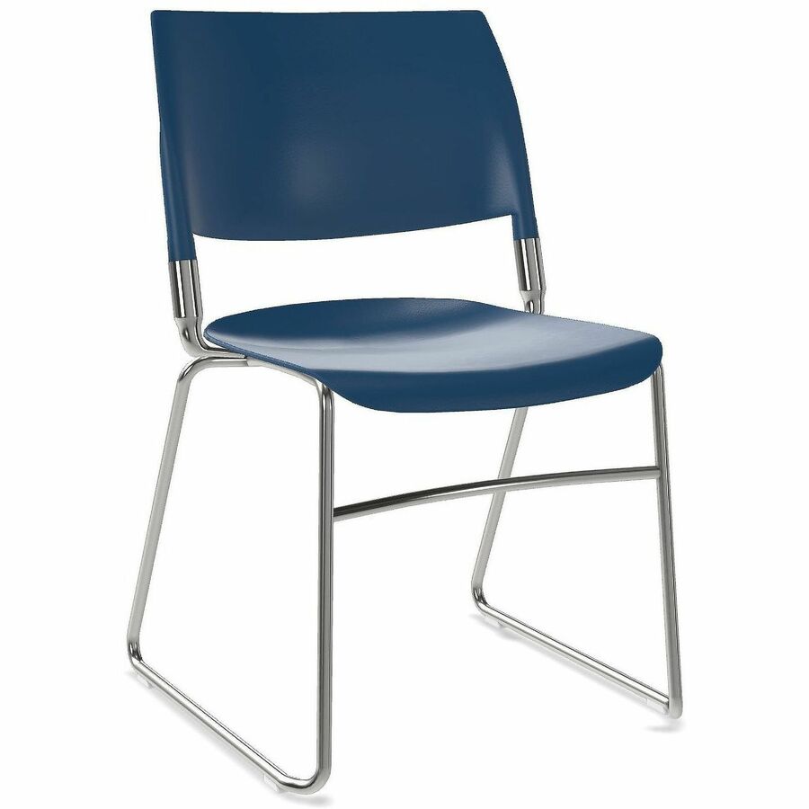 NIMA Sled-Base Desk-Height Chairs - Chrome Frame Color - Steel Frame Material - Sled Base - Lago - Plastic - 2 / Carton