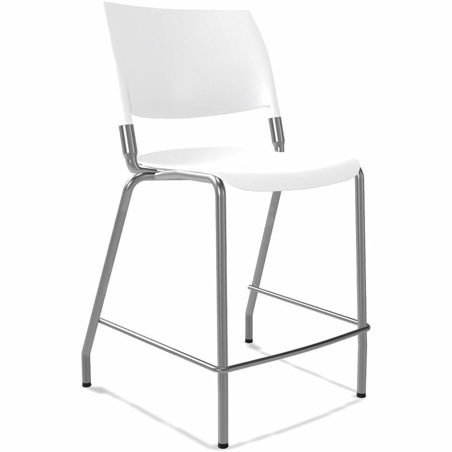 NIMA Four-Leg Counter-Height Chairs - Argento Frame Color - Steel Frame Material - Four-legged Base - Bianco - Plastic - 6 / Carton