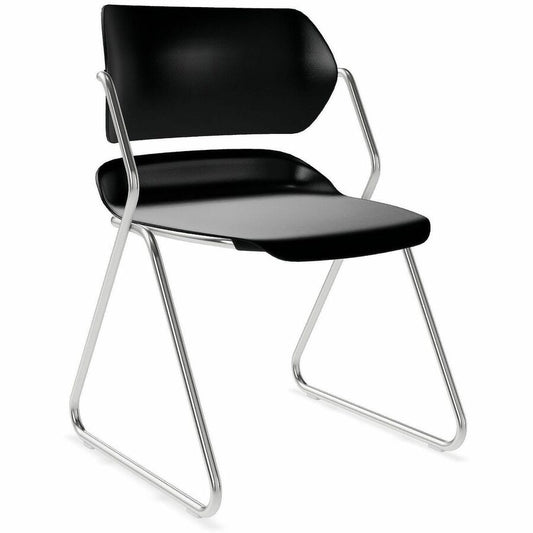 Acton Stacker Original Sled-Base Chairs - Black Seat Color - Plastic Seat Material - Black Back Color - Plastic Back Material - Chrome Frame Color - Tubular Steel Frame Material - Sled Base - Black - 2 / Carton