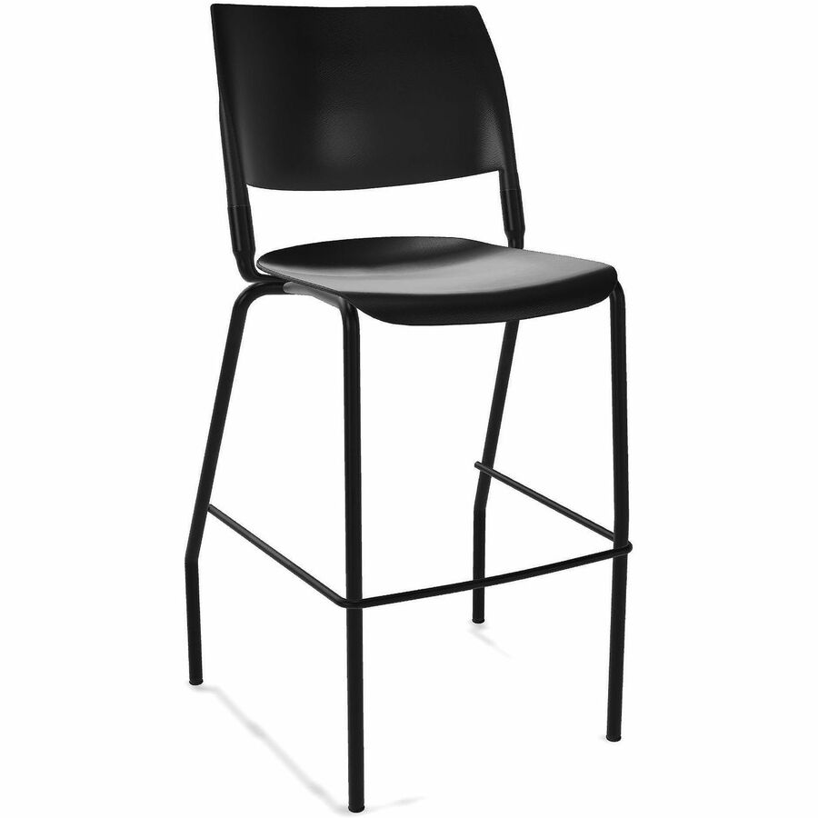 NIMA Four-Leg Bar-Height Chairs - Nero Frame Color - Steel Frame Material - Four-legged Base - Black - Plastic - 8 / Carton