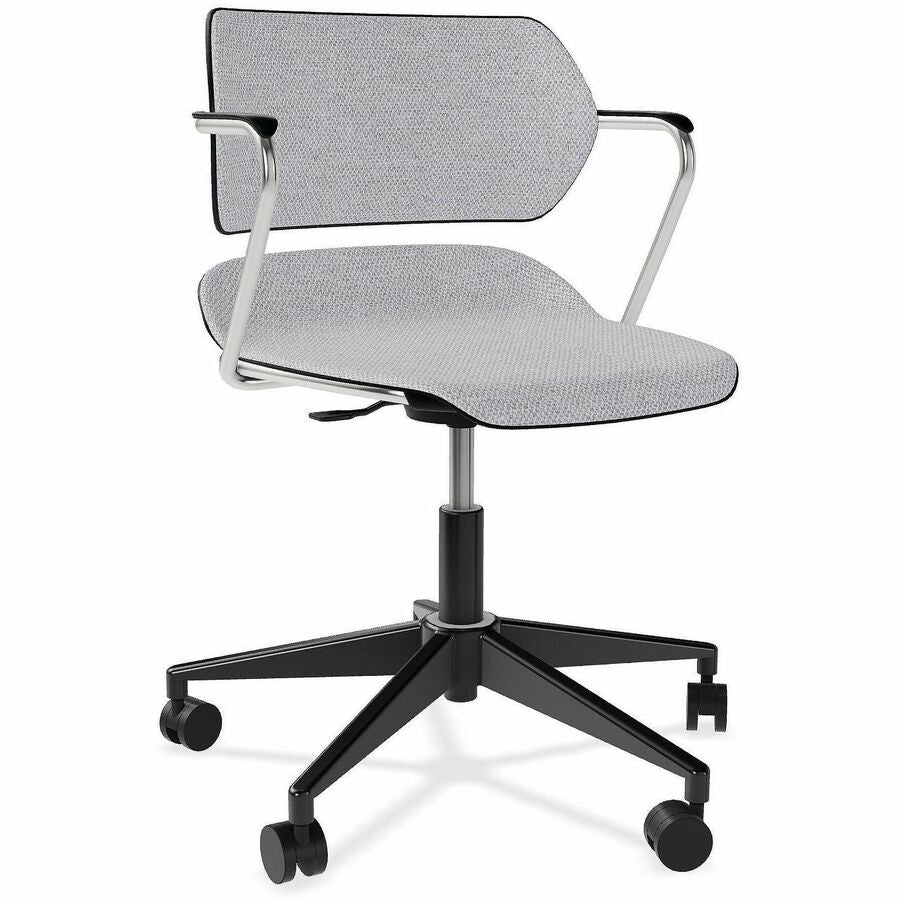 Acton Caster-Base Task Chairs - Chrome Frame Color - 5-star Base - Black - Plastic, Fabric - Armrest - 1 Carton
