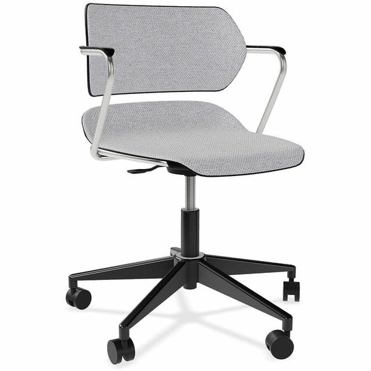 Acton Caster-Base Task Chairs - Chrome Frame Color - 5-star Base - Black - Plastic, Fabric - Armrest - 1 Carton
