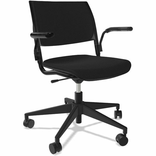 NIMA Swivel-Base Desk-Height Chairs - Black Seat Color - Fabric Seat Material - Nero Frame Color - Steel Frame Material - Black - Plastic - Armrest - 1 Carton