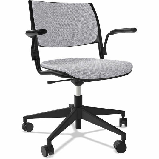 NIMA Swivel-Base Desk-Height Chairs - Gray Seat Color - Fabric Seat Material - Nero Frame Color - Steel Frame Material - Black - Plastic - Armrest - 1 Carton