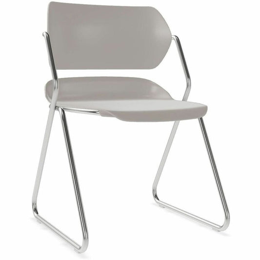 Acton Stacker Original Sled-Base Chairs - Gray Taupe Seat Color - Plastic Seat Material - Gray Taupe Back Color - Plastic Back Material - Chrome Frame Color - Tubular Steel Frame Material - Sled Base - Navy - 2 / Carton
