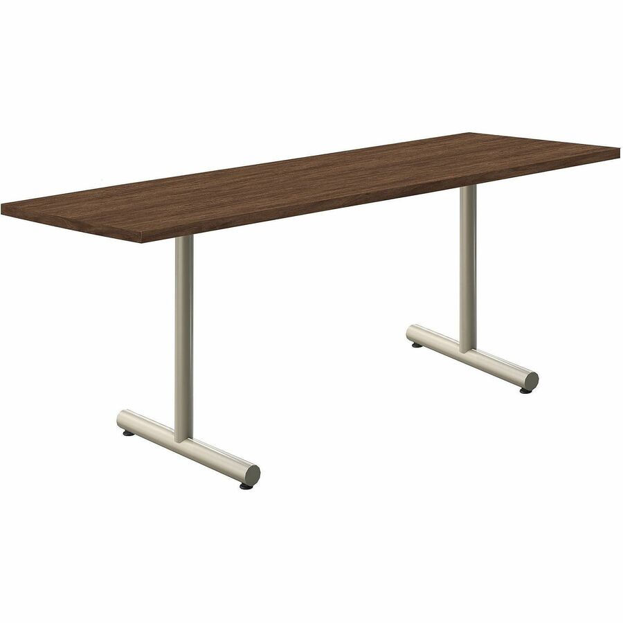 Acacia Collection Table Desk - Mangalore Mango Top - Black T-shaped, Powder Coated Base - 18" Table Top Width x 72" Table Top Depth x 1.10" Table Top Thickness - 30" Height - Assembly Required - High Pressure Laminate (HPL) Top Material - Steel Base Ma...