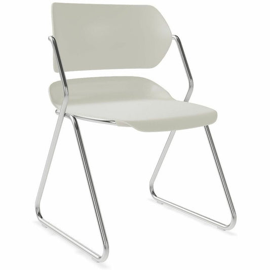Acton Stacker Original Sled-Base Chairs - Pearl Seat Color - Plastic Seat Material - Pearl Back Color - Plastic Back Material - Chrome Frame Color - Tubular Steel Frame Material - Sled Base - 2 / Carton