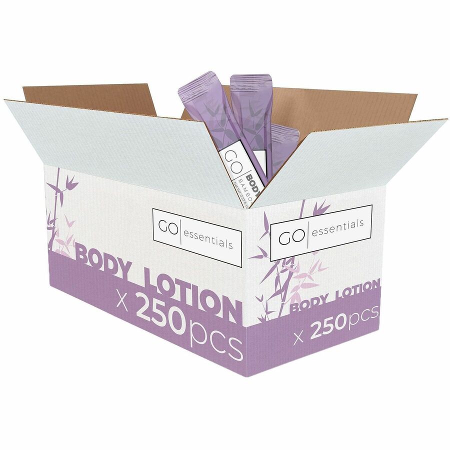Go Essentials Travel-Size Body Lotion Packets - Lotion - 0.37 fl oz - Lavender - Applicable on Body - Skin, Hotel Room, Gymnastic - Moisturising, Lightweight - 250 / Pack