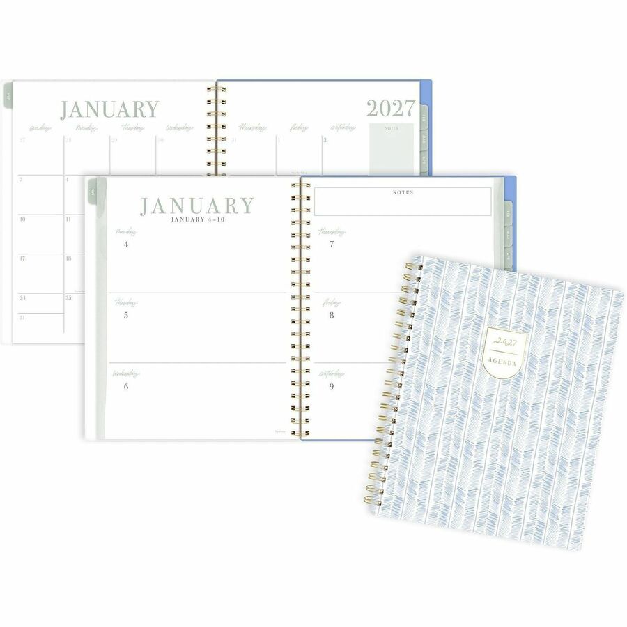 Cambridge Leah Bische Weekly/Monthly Planner - Monthly, Weekly - 12 Month - January 2027 to December 2027 - Letter - 8 1/2" x 11" Sheet Size - Twin Wire - Poly Cover
