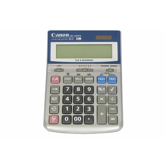 Canon HS-1200TS Portable Display Calculator - Angled Display, Auto Power Off, Dual Power, Easy-to-read Display, Sign Change, Floating Decimal
