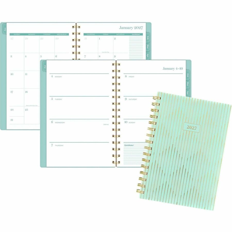 Cambridge Glimmer Weekly/Monthly Planner - Monthly, Weekly - 12 Month - January 2027 to December 2027 - 5 1/2" x 8 1/2" Sheet Size - Twin Wire - Poly Cover