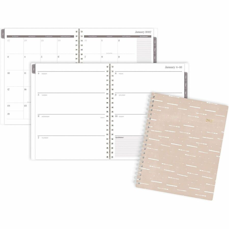 Cambridge Desert Grain Weekly/Monthly Planner - Monthly, Weekly - 12 Month - January 2027 to December 2027 - Letter - 8 1/2" x 11" Sheet Size - Twin Wire - Brown Poly Cover