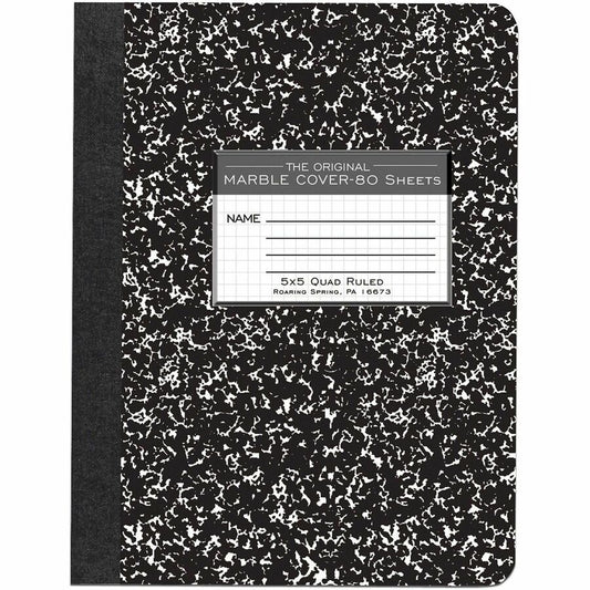 Roaring Spring Quad-Ruled Composition Notebooks - 80 Sheets - 160 Pages - Sewn/Tapebound - Both Side Ruling Surface - Quad Ruled Front Ruling - Red Margin - 15 lb Basis Weight - 9 3/4" x 7 1/2" Sheet Size - 9.8" Width x 7.5" Depth - White Paper - Black...