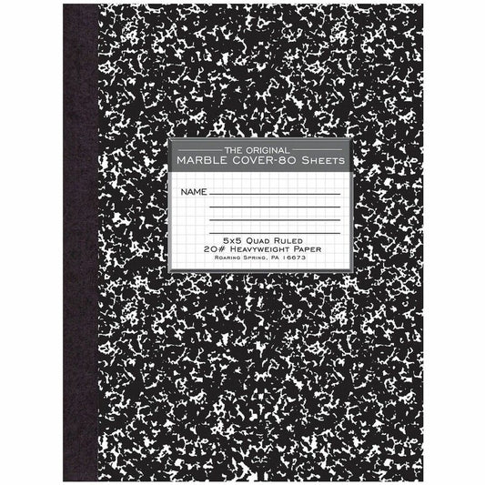 Roaring Spring Quad-Ruled Composition Notebooks - 80 Sheets - 160 Pages - Printed - Sewn/Tapebound - Both Side Ruling Surface - Quad Ruled Front Ruling - 15 lb Basis Weight - 10 1/4" x 7 7/8" Sheet Size - 10.1" Width x 7.9" Depth - White Paper - Black...
