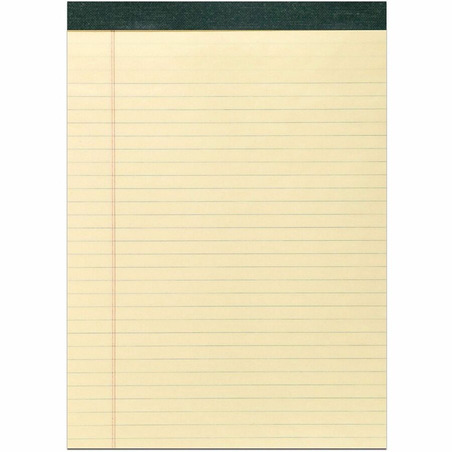 Roaring Spring Recycled Legal Pads - 40 Sheets - 80 Pages - Stapled/Tapebound - Both Side Ruling Surface - Wide Ruled Front Ruling - Double Line Red Margin - 15 lb Basis Weight - Legal - 8 1/2" x 11 3/4" Sheet Size - 8.5" Width x 11.8" Depth - Canary P...