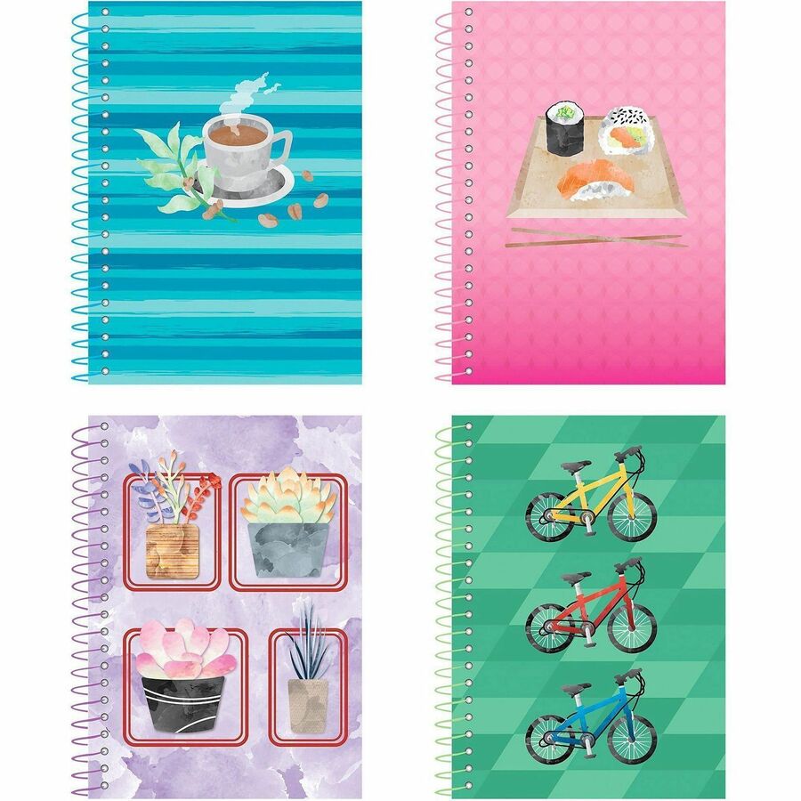 Roaring Spring Lifenotes 4-pack Small Notebooks - 1 Subject(s) - 80 Sheets - 160 Pages - Wire Bound - 15 lb Basis Weight - 5.5" Width x 7" Depth - White Paper - Assorted Lifenotes Cover - Snag Resistant, WireLock, Micro Perforated, Easy Tear, Snag Proo...