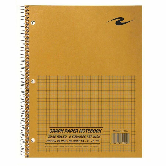 Roaring Spring Graph Paper Notebook - 1 Subject(s) - 80 Sheets - 160 Pages - Spiral Bound - Both Side Ruling Surface - Quad Ruled Front Ruling - Ruled Margin - 3 Hole(s) - 15 lb Basis Weight - Letter - 11" x 8 1/2" Sheet Size - 8.5" Width x 11" Depth...