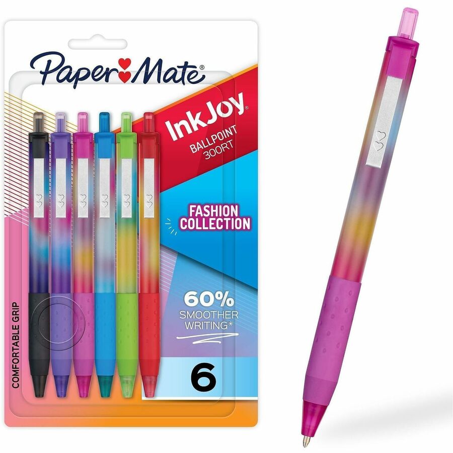 Paper Mate InkJoy 300RT Retractable Ballpoint Pens - 1.0 mm Medium Pen Point - Retractable - Fashion Assorted Ink - Writing - 6 / Pack