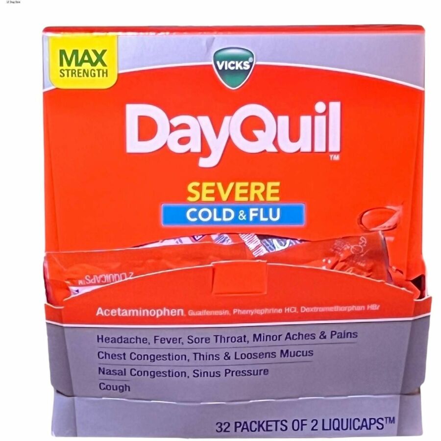 Lil' Drug Store Vicks Severe Cold & Flu Medication - For Cough, Chest Congestion, Fever, Sore Throat, Pain