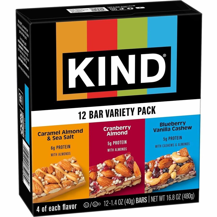 KIND Fruit & Nut Bars - Gluten-free, Individually Wrapped, Low Glycemic - Caramel Almond and Sea Salt, Cranberry Almond, Blueberry Vanilla Cashew - 1.40 oz