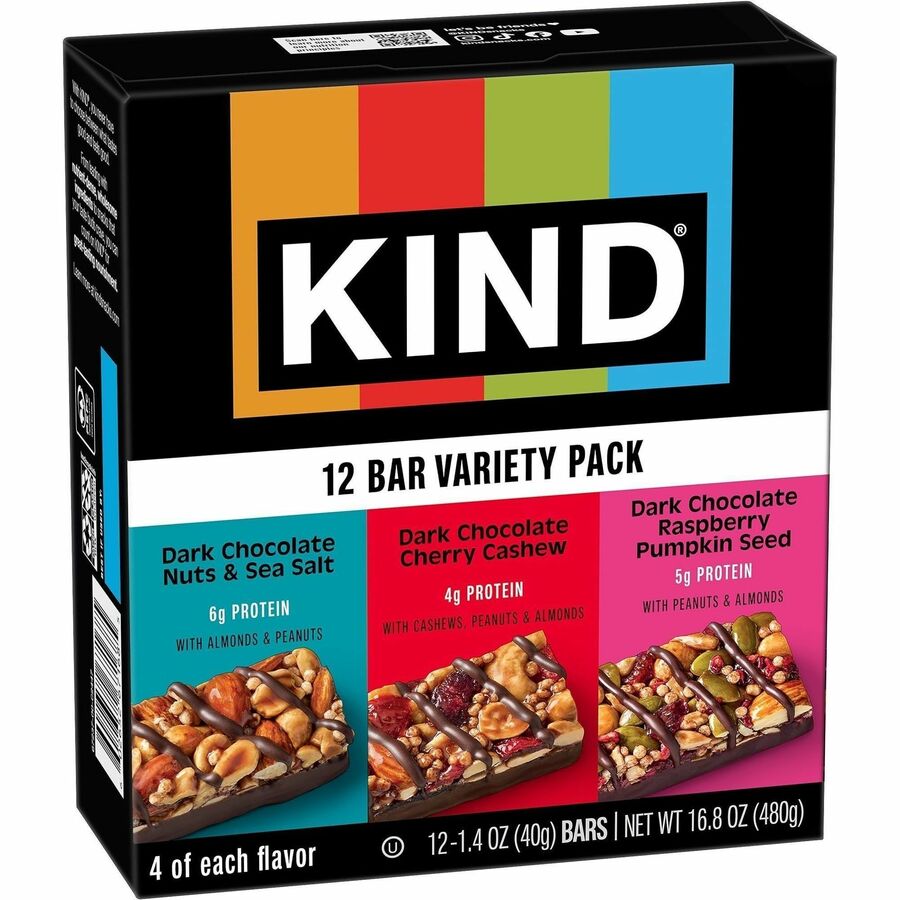 KIND Fruit & Nut Bars - Gluten-free, Individually Wrapped, Low Glycemic - Dark Chocolate Nuts & Sea Salt, Dark Chocolate Cherry Cashew, Dark Chocolate Raspberry Pumpkin Seed - 1.40 oz
