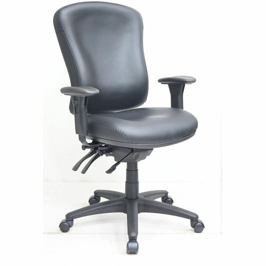 Lorell Accord Series Managerial Task Chair - Molded Foam Seat Material - Molded Foam Back Material - Black Frame Color - Black - Vinyl - Armrest