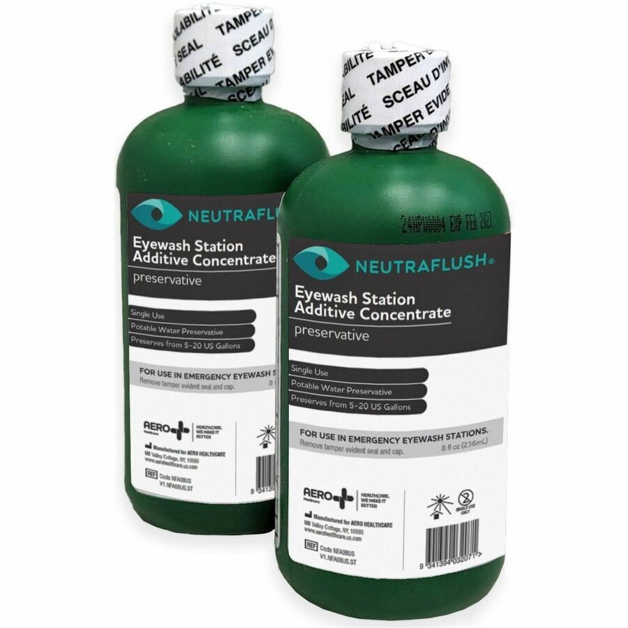 Aero Neutraflush Eyewash Station Additive Concentrate - 8 fl oz - Green, White, Black - Portable