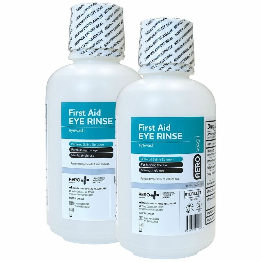 Aero Surefill 75-Series Emergency Eyewash Station - 16 fl oz - 13.5" x 4" - Green, Red - Portable, Sterile