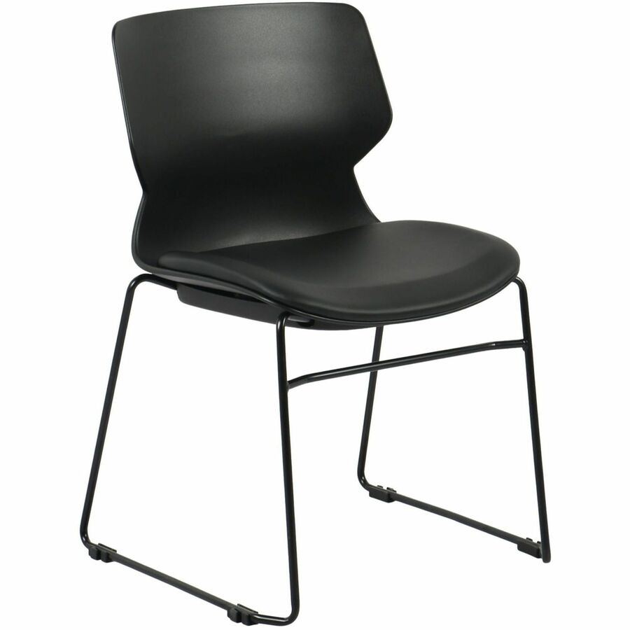 Lorell LORELL Dex Sled-Base Chair - Polyurethane Seat Material - Molded Plastic Back Material - Metal Frame Material - Sled Base - Black