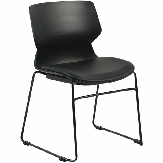 Lorell LORELL Dex Sled-Base Chair - Polyurethane Seat Material - Molded Plastic Back Material - Metal Frame Material - Sled Base - Black