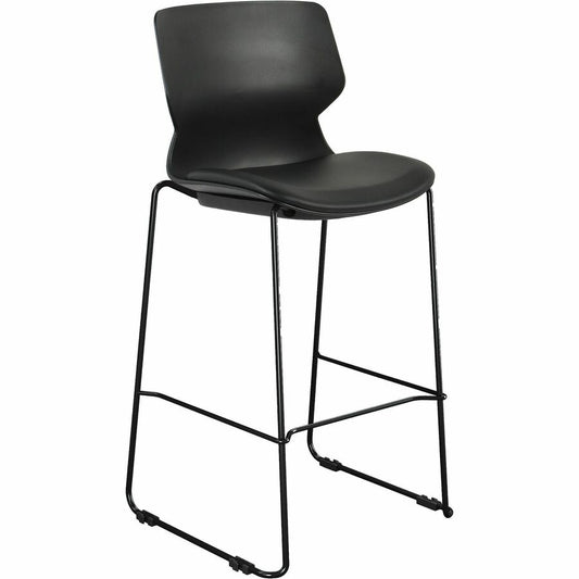 Lorell LORELL Dex Sled-Base Bistro Chair - Polyurethane Seat Material - Molded Plastic Back Material - Metal Frame Material - Sled Base - Black