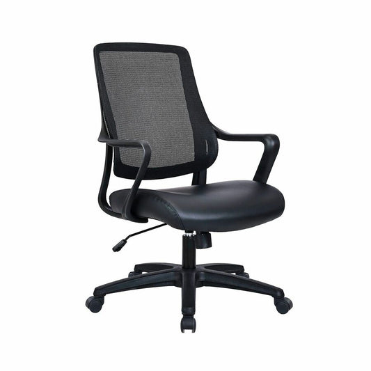 Lorell Fixed-Arm Mesh-Back Conference Chair - Mesh Back Material - 5-star Base - Black - Armrest