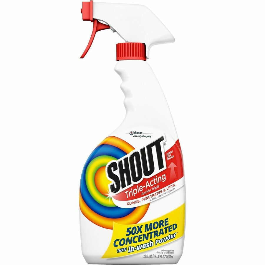 Shout Laundry Stain Remover - For Laundry, Fabric - Concentrate - Spray - 22 fl oz (0.7 quart) - Recommended For: Stain Remover, Grass Remover, Blood Remover, Coffee Remover, Grease, Food Soil Remover - Stain Resistant, Color Safe, Washable, Temperatur...