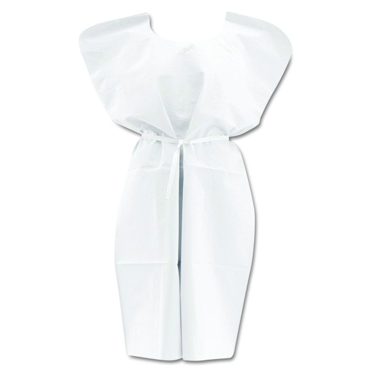 Disposable Patient Gowns, 3-Ply Tissue Poly Tissue, 30" x 42", White, 50/Carton