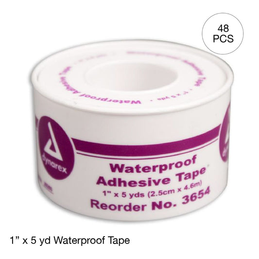 Kemp USA Waterproof First Aid Tape in Case (1" x 5 yd) (48 pcs)