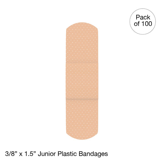 Kemp USA Plastic Bandages, 3/8" x 1.5" Junior (100 pieces)