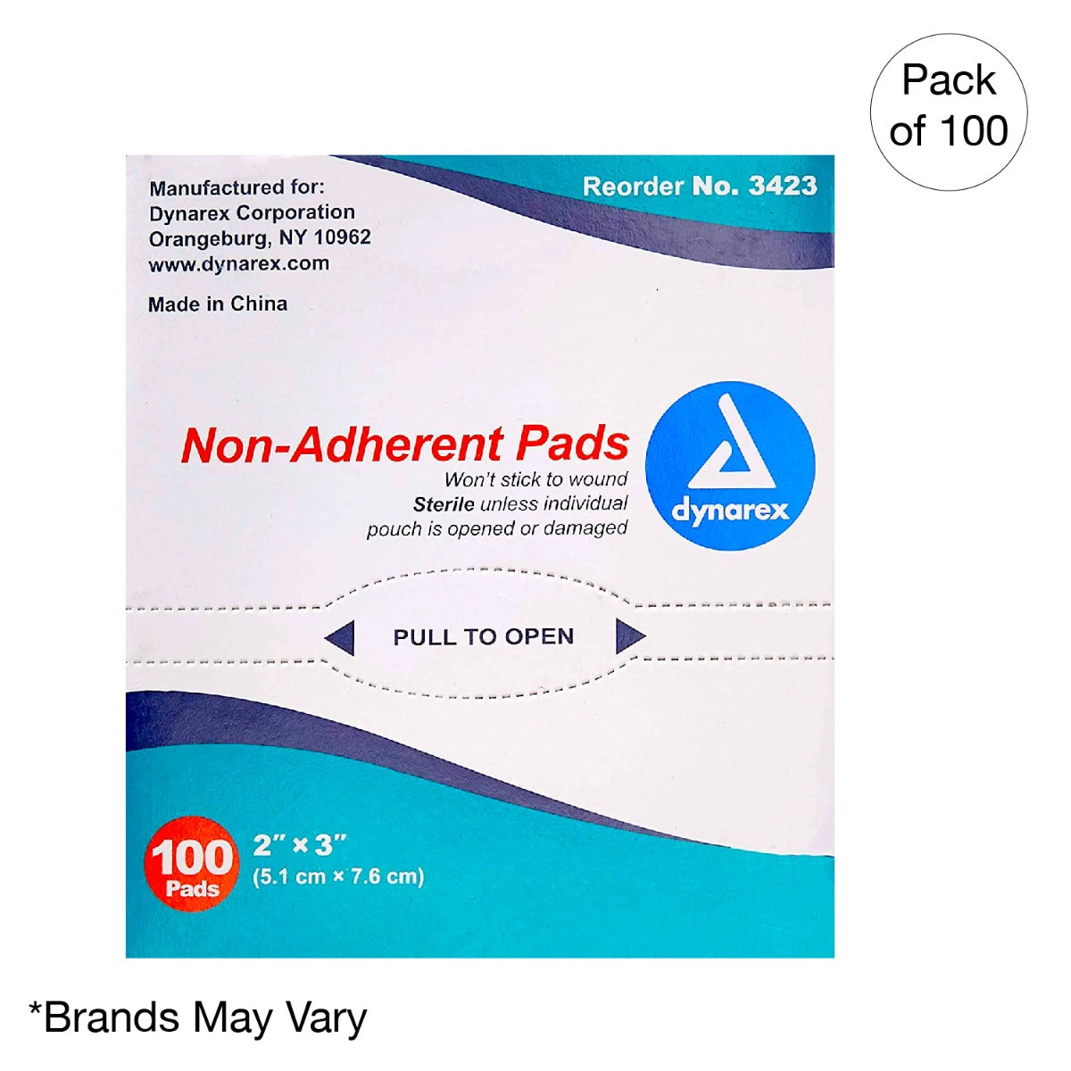 Kemp USA Non-Adherent Pad, Sterile, 2" x 3" (1,200 pcs)