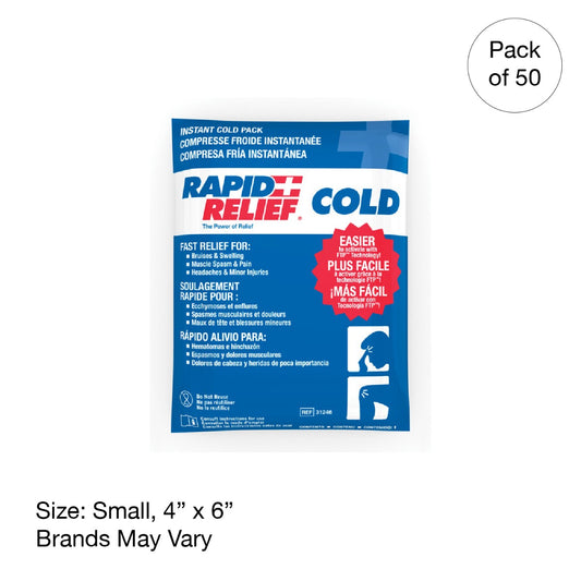 Kemp USA Instant Cold Ice Packs Small 4x6" (50 pcs)