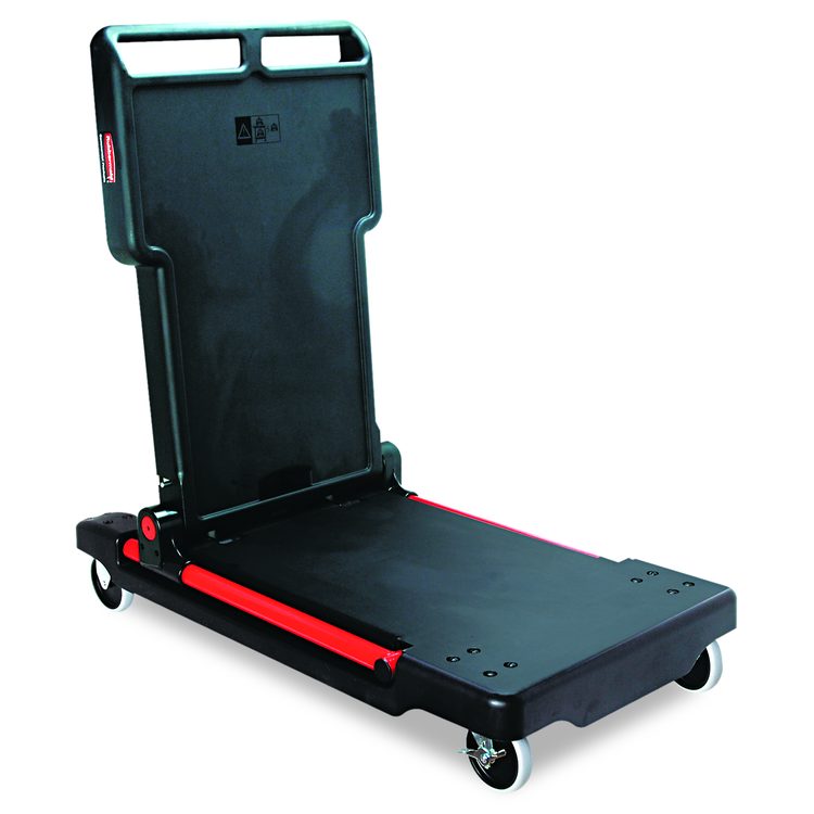 Convertible Utility Cart, Plastic, 2 Shelves, 400 lb Capacity, 23.88" x 45.13" x 34.38", Black