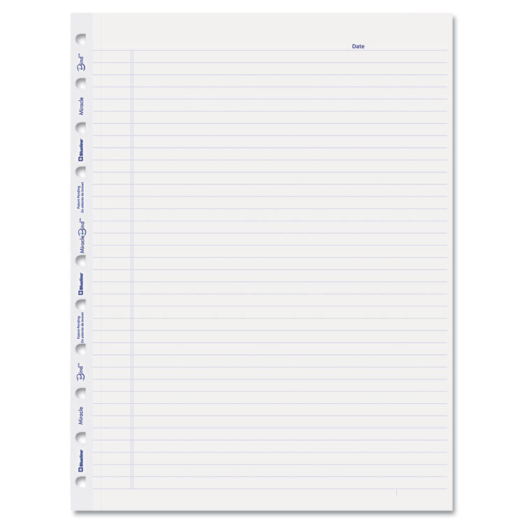 Ruled Paper Refill Sheets for all MiracleBind Notebooks and Planners, 11 x 9.06, White/Blue Sheets, Undated, 50/Pack