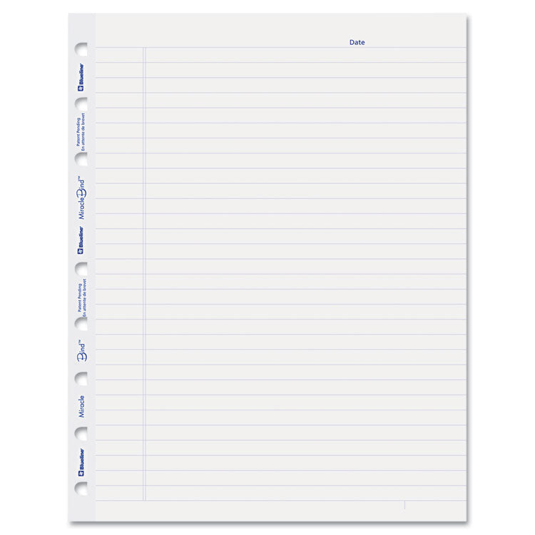Ruled Paper Refill Sheets for all MiracleBind Notebooks and Planners, 9.25 x 7.25, White/Blue Sheets, Undated, 50/Pack