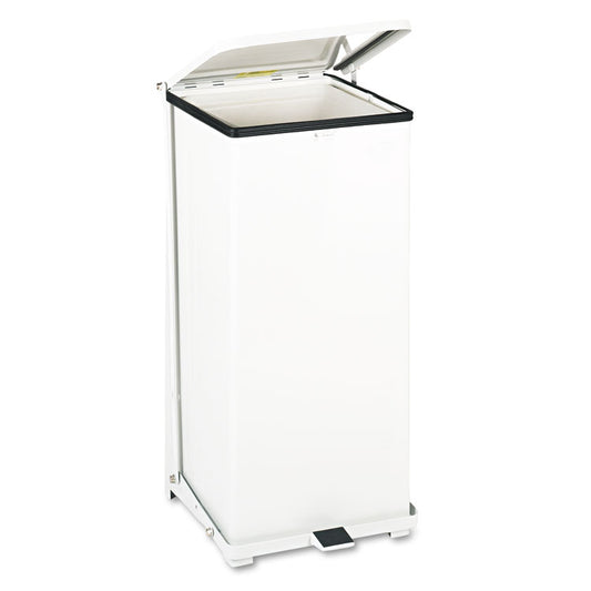 Defenders Heavy-Duty Steel Step Can, 13 gal, Steel, White