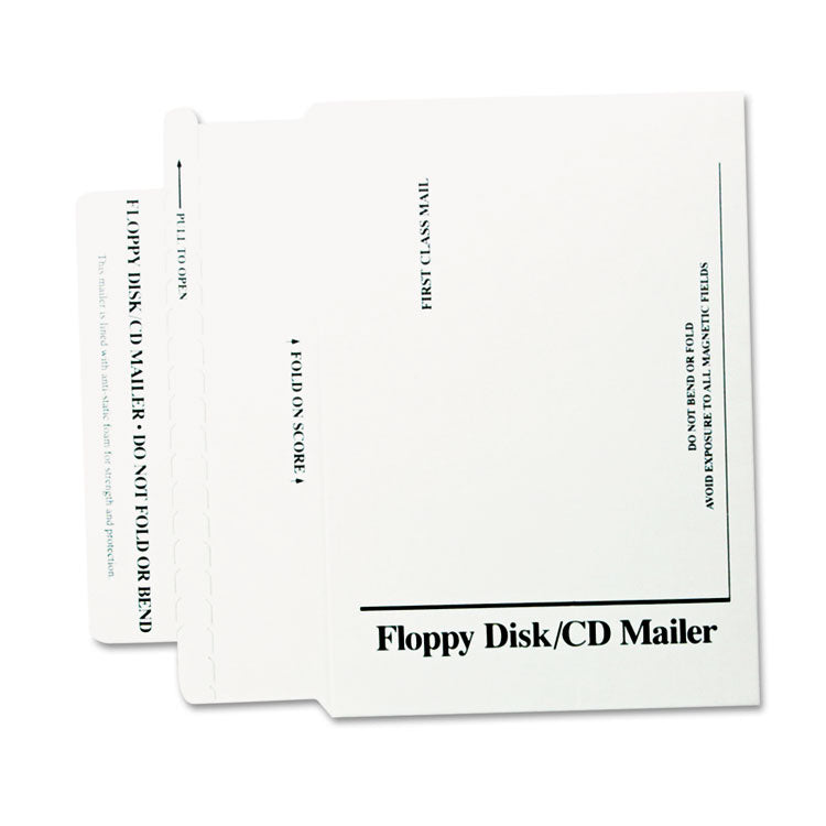 Disk/CD Foam-Lined Mailers for CDs/DVDs, Square Flap, Redi-Strip Adhesive Closure, 8.5 x 6, White, 25/Box