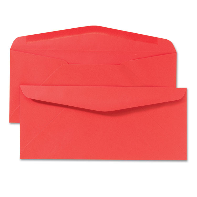 Colored Envelope, #10, Commercial Flap, Gummed Closure, 4.13 x 9.5, Red, 25/Pack