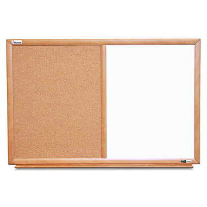 7110015680401, SKILCRAFT Combination Board, 36" x 24", Tan/White Surface, Oak Finished Wood Frame
