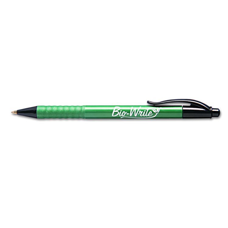 7520015789305, SKILCRAFT Bio-Write Ballpoint Pen, Retractable, Medium 1 mm, Black Ink, Green Barrel, Dozen