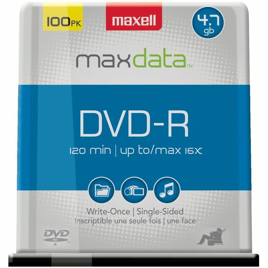 Maxell DVD Recordable Media - DVD-R - 16x - 4.70 GB - 100 / Pack - 120mm - 2 Hour Maximum Recording Time