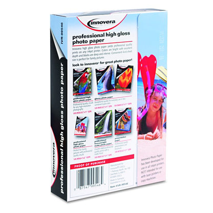 High-Gloss Photo Paper, 10 mil, 4 x 6, High-Gloss White, 100/Pack
